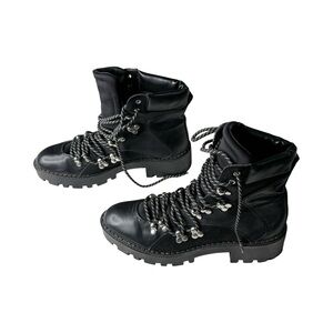 Zara Trafaluc Black Lace Up Lug Sole Combat Hiking Boots sz US 8.5 EU 39